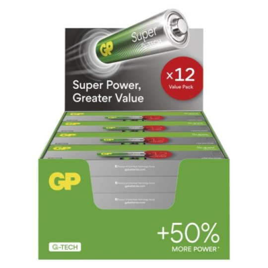 Alkalická baterie GP Super AA (LR6), 288 ks, display box - 288ks