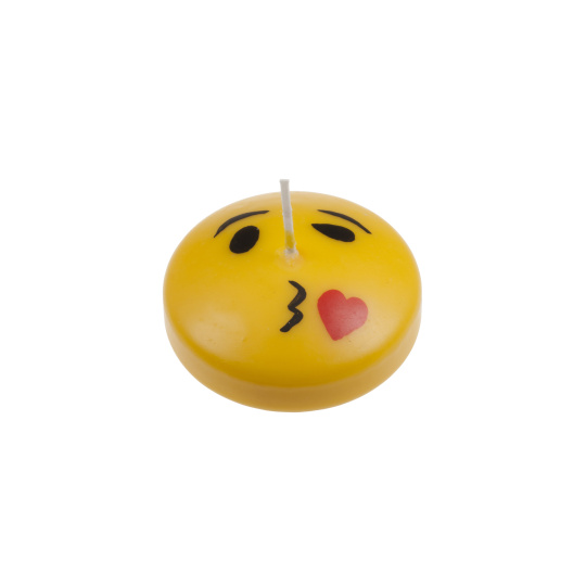 Svíčka Smiley Kiss 70x25 mm - žlutá