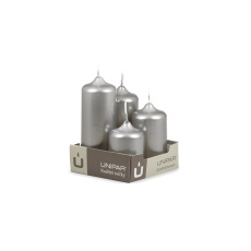 Svíčka adventní -  METAL M09 Cylinder Cascada -  4 ks stříbrná