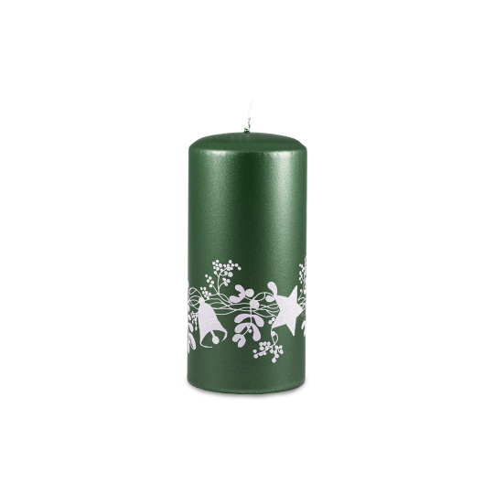 Svíčka vánoční Festive Flare Pillar 70 x 150 mm - zelená metalíza