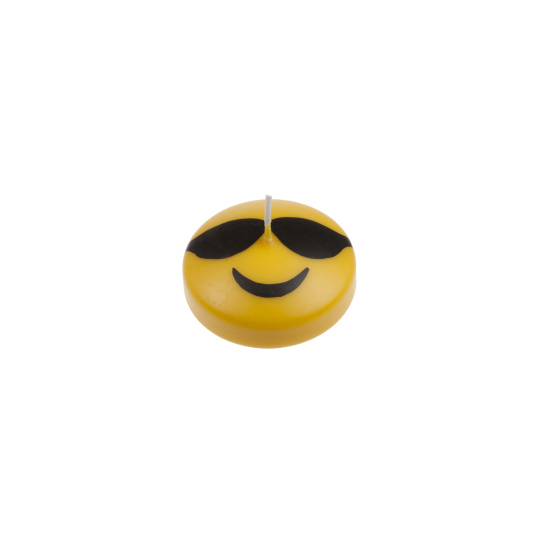 Svíčka Smiley Glasses 45x20 mm - žlutá