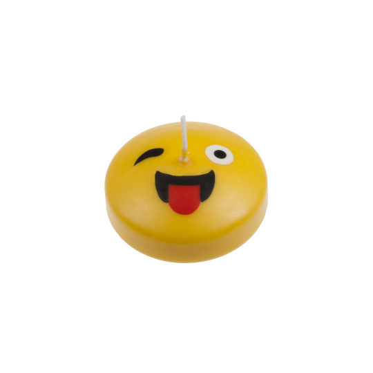 Svíčka Smiley Tongue 70x25 mm - žlutá