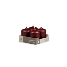 Svíčka adventní -  METAL M47 Cylinder 40x60 mm -  4 ks bordo