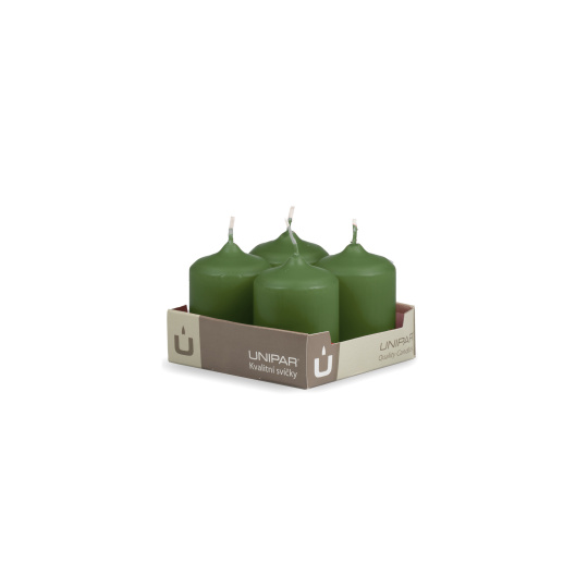 Svíčka adventní -  MAT N76 Cylinder 40x60 mm - 4 ks zelená