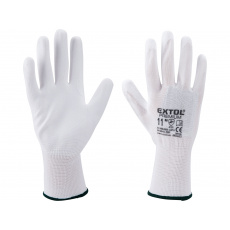 rukavice z polyesteru polomáčené v PU, bílé, velikost 8"