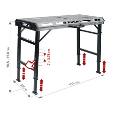 stůl svařovací přenosný, 107x53cm, výška 70-93cm
