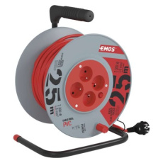 Prodlužovací kabel na bubnu 25 m / 4 zásuvky / červený / PVC / 230 V / 1 mm2 Prodlužovací kabel na bubnu 25 m / 4 zásuvky / červený / PVC / 230 V / 1 mm2