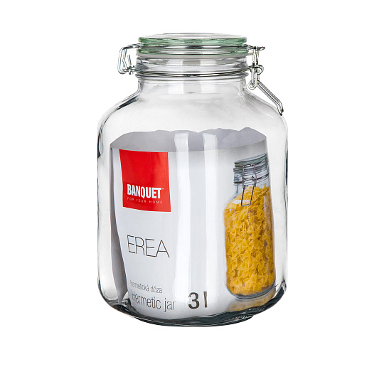 Dóza hermetická hranatá 3000 ml skl. s patent.uzávěrem Erea