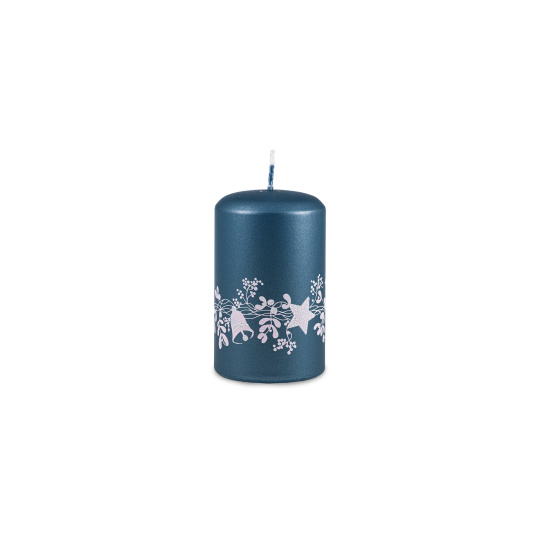 Svíčka vánoční Festive Flare Pillar 60 x 100 mm - modrá metalíza