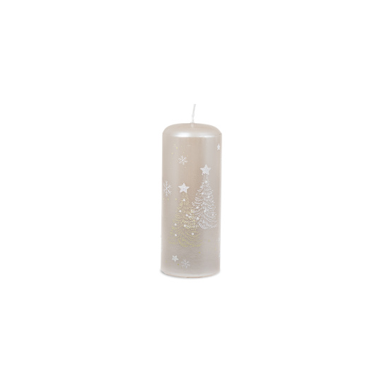 Svíčka vánoční Snowing Pillar 60 x 150 mm - stříbrná