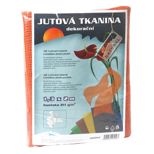 Jutová tkanina - 1,3 x 1 m oranžová