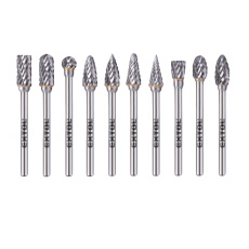 frézy karbidové, sada 10ks, ⌀6x13mm, ⌀stopky 3mm, sek střední (double-cut)