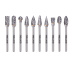 frézy karbidové, sada 10ks, ⌀6x13mm, ⌀stopky 3mm, sek střední (double-cut)