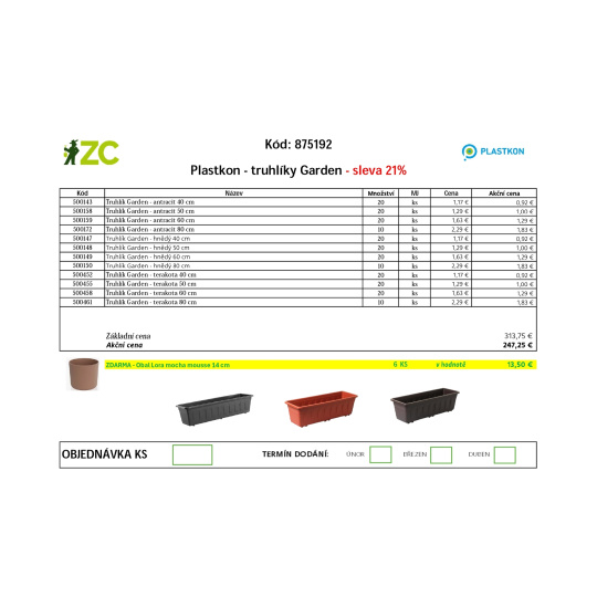 EUR KD Displej - Plastkon - truhlíky Garden