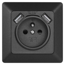 Zásuvka s USB 2,1A max., antracit Zásuvka s USB 2,1A max., antracit