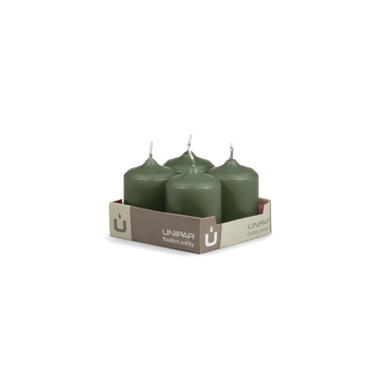 Svíčka adventní -  MAT N83 Cylinder 40x60 mm - 4 ks zelená