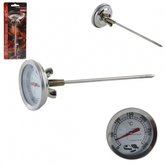 Teploměr do udírny nerez 16cm 