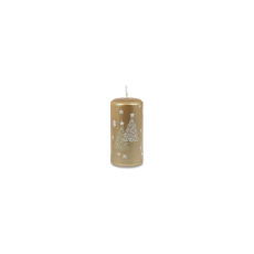 Svíčka vánoční Snowing Pillar 50 x 100 mm - zlatá metalíza