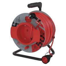 Prodlužovací kabel na bubnu 50 m / 1 zásuvka / červený / PVC / 230 V / 1,5 mm2