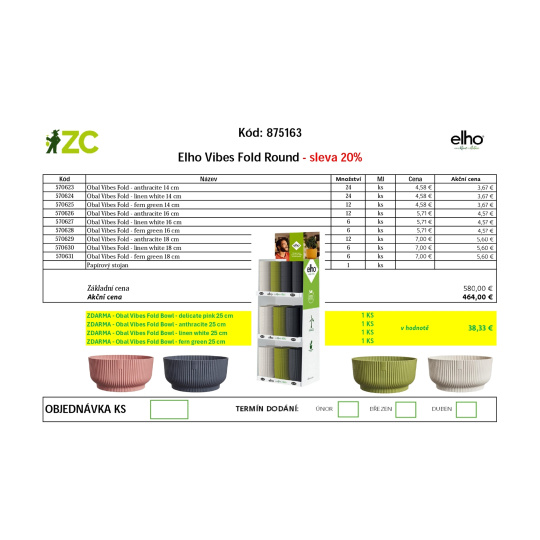 EUR KD Displej - Elho - Vibes Fold Round