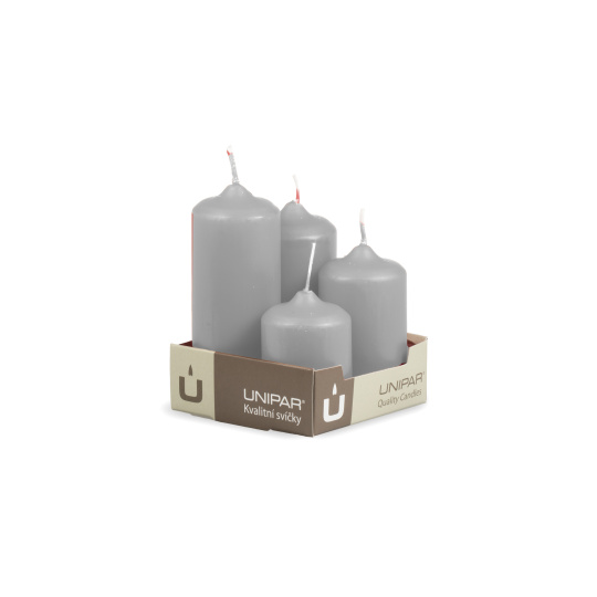 Svíčka adventní -  MAT N03 Cylinder Cascada - 4 ks šedá