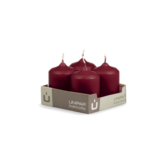 Svíčka adventní -  MAT N38 Cylinder 50x70 mm - 4 ks bordo