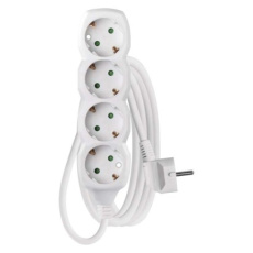 Prodlužovací kabel 3 m / 4 zásuvky / bílý / PVC / 1,5 mm2 Prodlužovací kabel 3 m / 4 zásuvky / bílý / PVC / 1,5 mm2