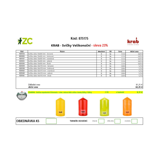 EUR KD Displej - Krab - svíčky velikonoční