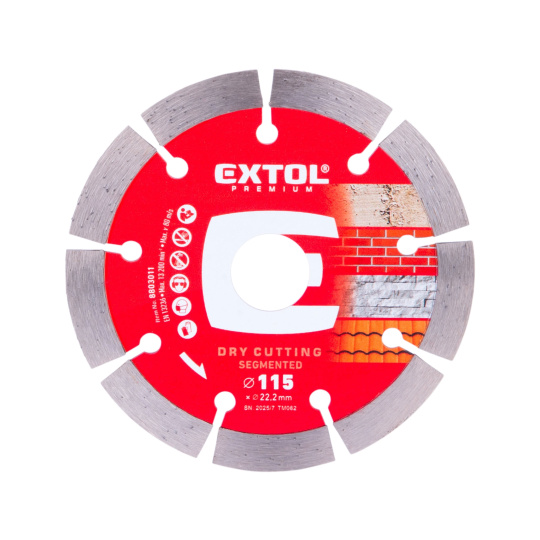 kotouč diamantový řezný segmentový - suché řezání, O 115x22,2x1,8mm