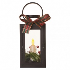 LED dekorace – vánoční lucerna se svíčkou černá, 20 cm, 3x AAA, vnitřní, vintage