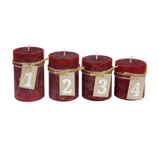 Svíčka adventní schody 60x70/80/90/100 mm rustik- bordó (4ks) Svíčka adventní schody 60x70/80/90/100 mm rustik- bordó (4ks)