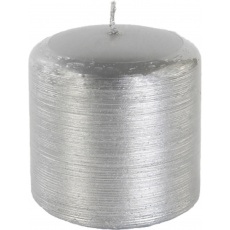 Svíčka válec Kontury drátkovaný motiv 70x70 mm - metalická stříbrná