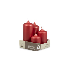 Svíčka adventní -  METAL M116 Cylinder Cascada -  4 ks červená