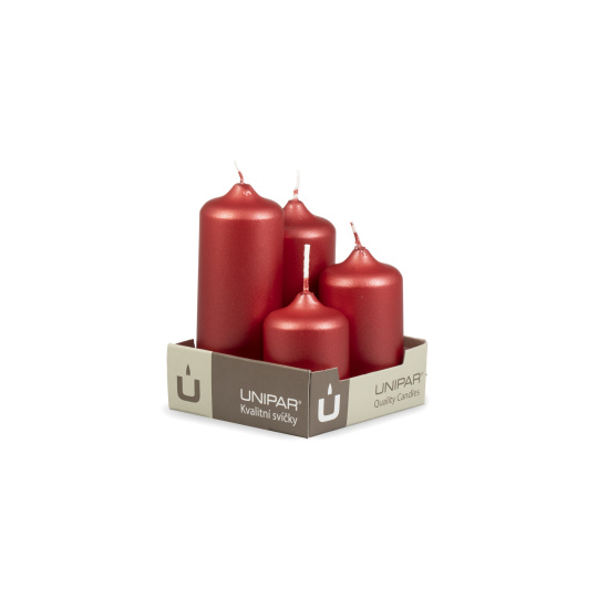 Svíčka adventní -  METAL M116 Cylinder Cascada -  4 ks červená