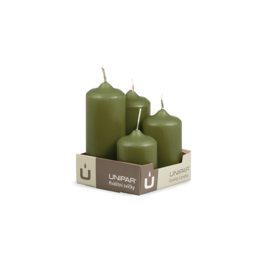 Svíčka adventní -  MAT N86 Cylinder Cascada - 4 ks zelená