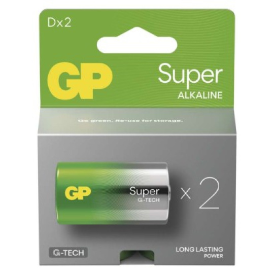 Alkalická baterie GP Super D (LR20) - 2ks