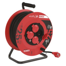Venkovní prodlužovací kabel na bubnu 25 m / 4 zásuvky / černý / guma / 230 V / 1,5 mm2 Venkovní prodlužovací kabel na bubnu 25 m / 4 zásuvky / černý / guma / 230 V / 1,5 mm2
