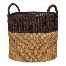 Košík z mořské trávy 516 oříšková + hnědá 37 - s fóliovou vložkou a úchyty