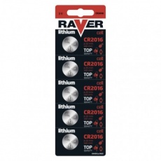 Lithiová knoflíková baterie RAVER CR2016 - 5ks Lithiová knoflíková baterie RAVER CR2016 - 5ks
