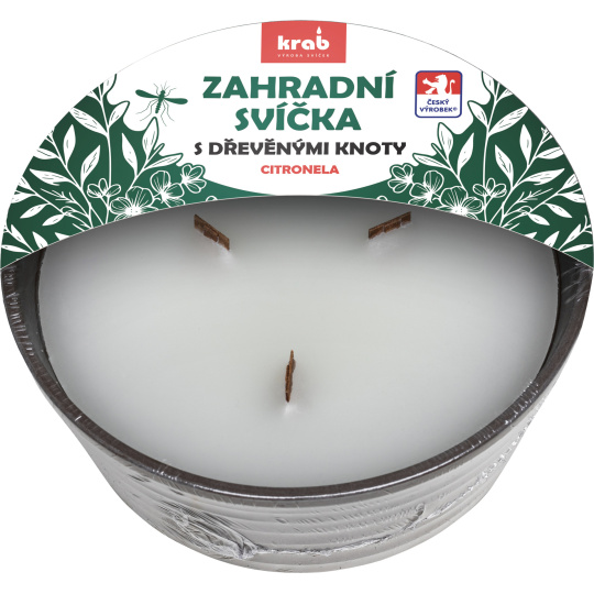 Svíčka repelentní Citronela - v ker. misce bílá s dřev. knoty 420 g / 880 g 