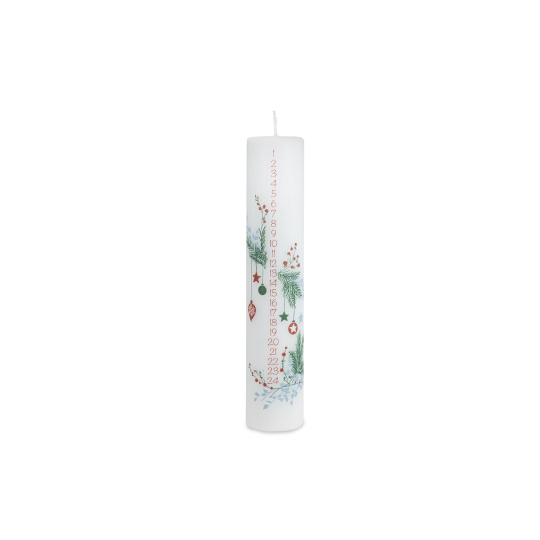 Svíčka adventní Calendar Trinket Pillar 50 x 250 mm - bílá
