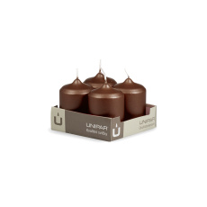 Svíčka adventní -  METAL M50 Cylinder 50x70 mm -  4 ks hnědá