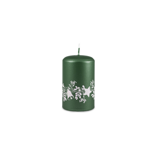 Svíčka vánoční Festive Flare Pillar 60 x 100 mm - zelená metalíza