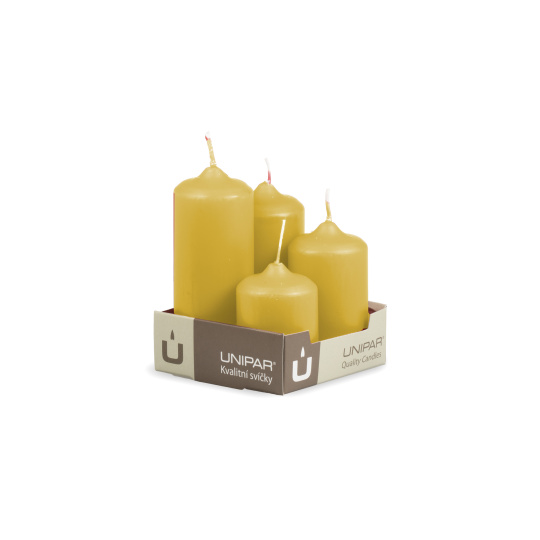 Svíčka adventní -  MAT N16 Cylinder Cascada - 4 ks žlutá