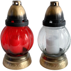 Svíčka sklo lampa koule - 45 g mix bílá/červená