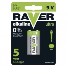 Alkalická baterie RAVER 9V (6LF22) Alkalická baterie RAVER 9V (6LF22)