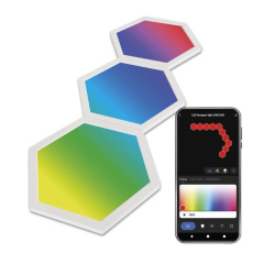 GoSmart LED svítidlo Hexagon, 3 díly, 1,8 W, RGBIC stmívatelné, WiFi GoSmart LED svítidlo Hexagon, 3 díly, 1,8 W, RGBIC stmívatelné, WiFi