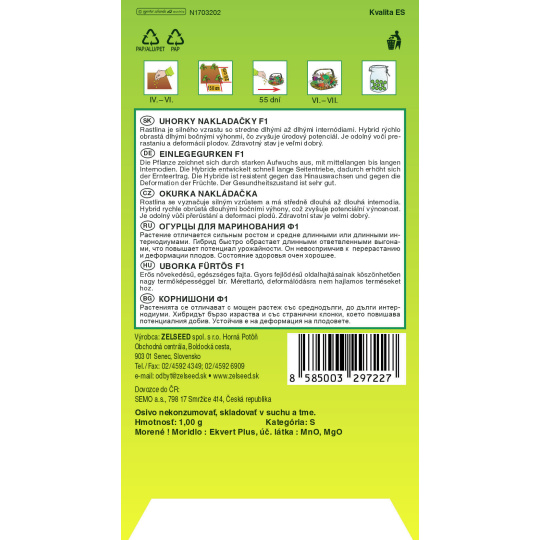 Zelseed Okurka nakl. - Lenka F1 hu. 1g