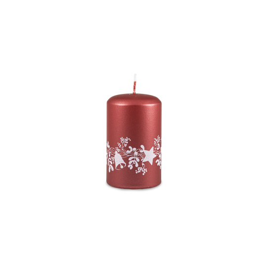 Svíčka vánoční Festive Flare Pillar 60 x 100 mm -  červená metalíza