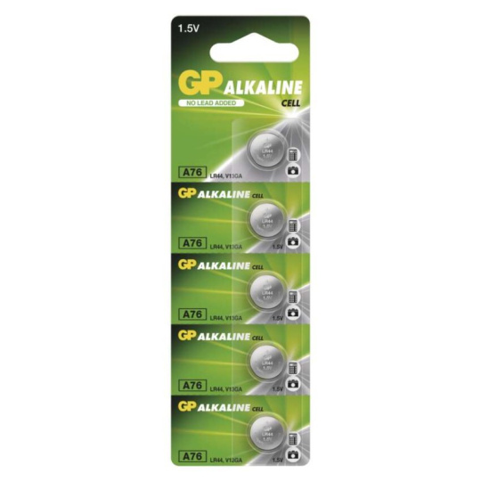 Alkalická knoflíková baterie GP A76F (LR44) - 5ks